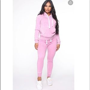 Fashion Nova purple/pink two piece sweater and pants set